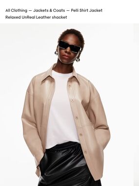 Babaton Pelli Faux-Leather Shirt Jacket - Beige